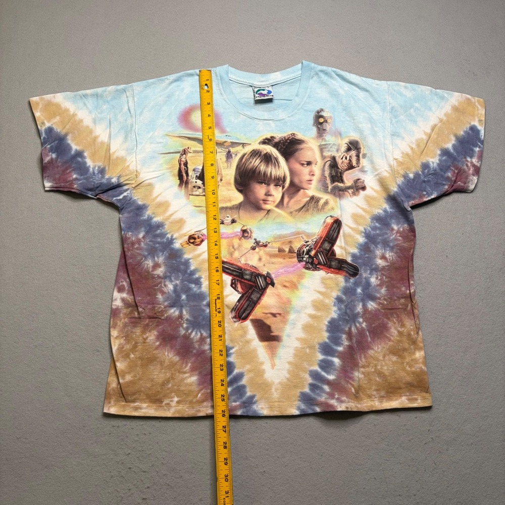 Liquid Blue T-Shirt‎ Mens Large Blue Star Wars Episode I Phantom Menace Tie Dye - Picture 9 of 11